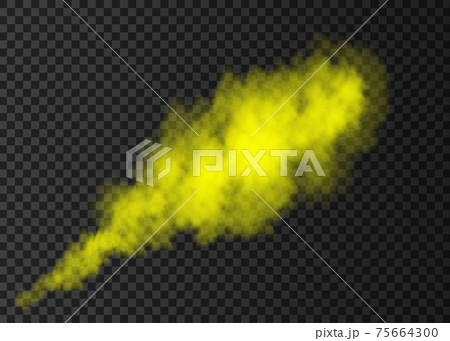 Yellow smoke explosion special effect  isolated on transparent background. 75664300