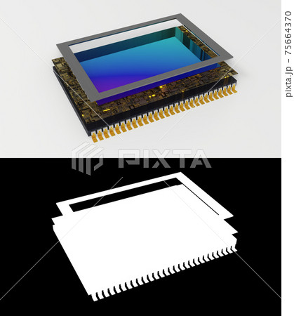 Modern digital camera sensor disassembled isolated on white, alpha included, 3D rendering Modern digital camera sensor disassembled isolated on white, alpha included, 3D rendering 75664370