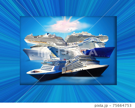 Cruise ship in open water side view 75664753