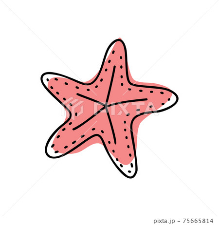 Doodle starfish orange sea in hand drawn style on white background. Starfish design vector illustration isolated element for summer natural color design with texture Doodle starfish orange sea in hand drawn style on white background. Starfish design vector illustration isolated element for summer natural color design with texture 75665814