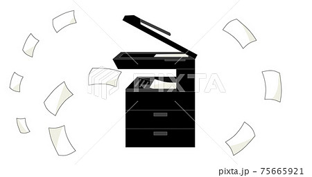黒色のコピー機のイラスト素材 黒色のコピー機のイラスト素材