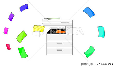 コピー機と色紙のイラスト素材