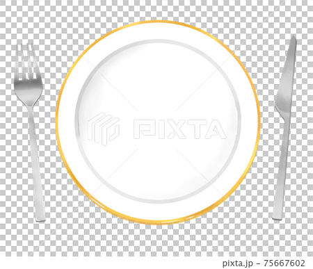 簡單的白板，刀和叉的插圖 75667602