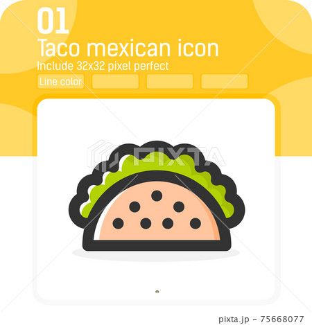 Taco mexican food vector icon with line color style isolated on white background. illustration trendy element thin lineal color symbol icon for ui, ux, website, food, logo, mobile apps and all project 75668077