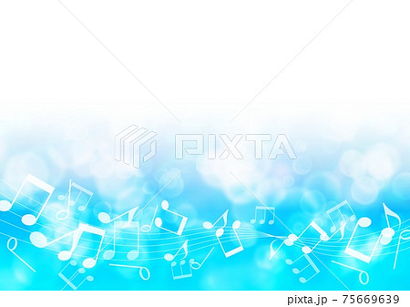 音符と光の青色の背景 No 02のイラスト素材 音符と光の青色の背景 No 02のイラスト素材