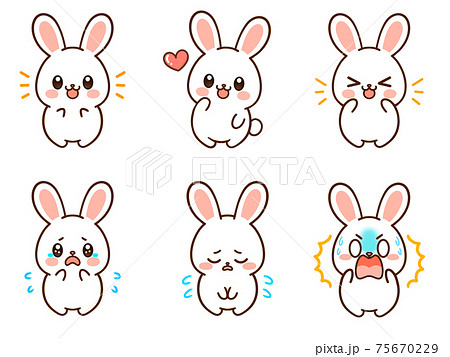 うさぎのポーズ色々イラスト素材セット 75670229