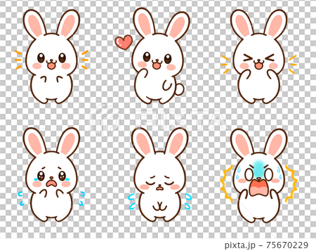 Rabbit pose various illustration material set Rabbit pose various illustration material set 75670229