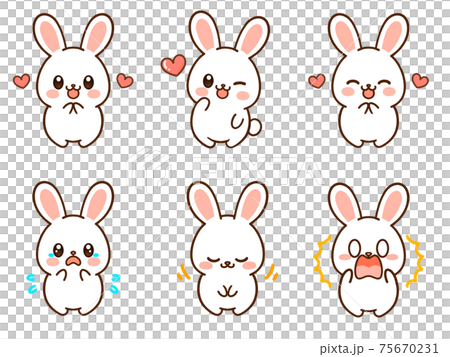 Rabbit pose various illustration material set 3 75670231