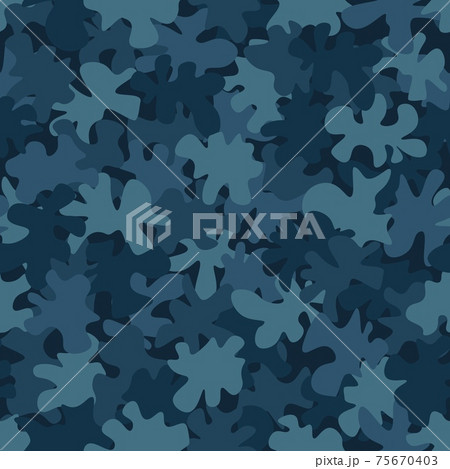 Camouflage pattern background. Classic clothing style masking camo repeat print 75670403