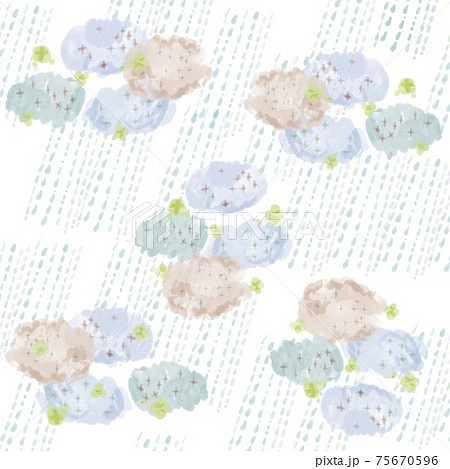 紫陽花と雨のナチュラルな手描き風素材のイラスト素材 紫陽花と雨のナチュラルな手描き風素材のイラスト素材