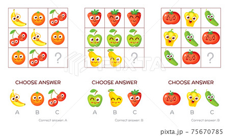 Logical tasks made up of fruits and vegetables Logical tasks made up of fruits and vegetables 75670785