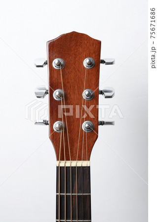 Man playing acoustic guitar, cover for online courses, learning at home. 75671686