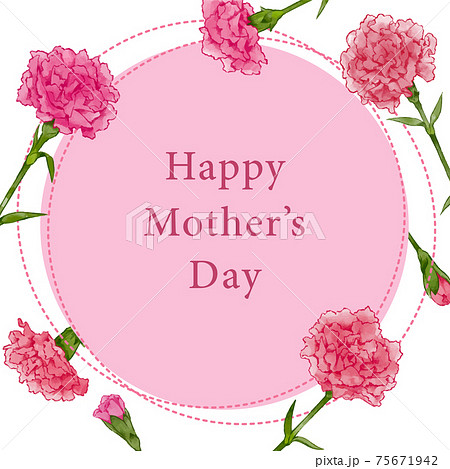 カーネーションのおしゃれなフレーム素材 花の水彩手描きイラストのイラスト素材