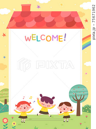 虹 フレーム 表紙のイラスト素材