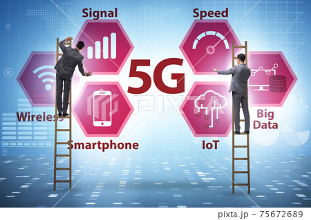 Concept of 5g fast networks with businessman 75672689