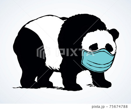 Panda in mask. Vector drawing Panda in mask. Vector drawing 75674788