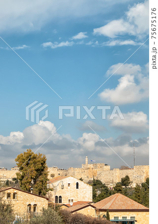 Jerusalem Old City seen from Yemin Moshe Jerusalem Old City seen from Yemin Moshe 75675176