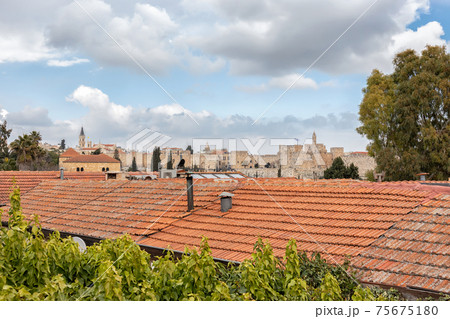 Tile Rooftops of Yemin Moshe and Jerusalem Old City Tile Rooftops of Yemin Moshe and Jerusalem Old City 75675180