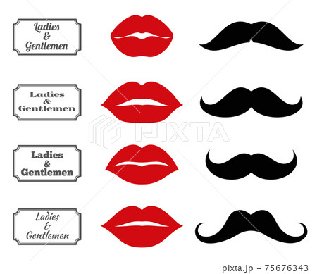 Ladies and gentlemen bathroom symbols. lips moustache icons 75676343