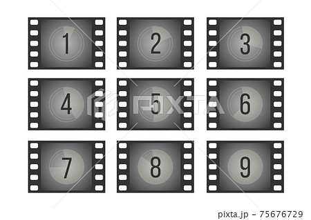Old Cinema Film Countdown Movie Frames With のイラスト素材