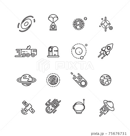 Cosmos, astronomy and astrology space line icons 75676731