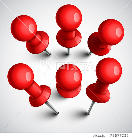 Red push pins, thumbtack set 75677235