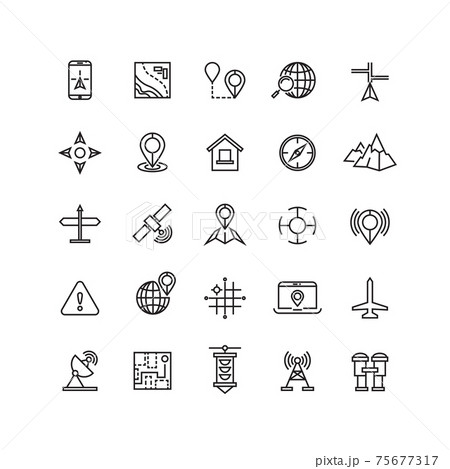 Outline location icons set 75677317