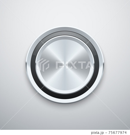 Realistic metal chrome silver steel round knob button Realistic metal chrome silver steel round knob button 75677974