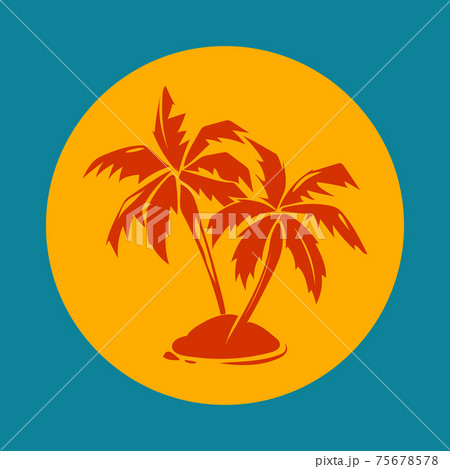 Tropical paradise palm trees and sun logo Tropical paradise palm trees and sun logo 75678578