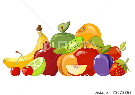Heap of fruits isolated over white 75678862