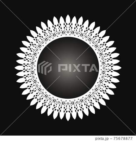 White frame with lace ornament in circle on black background. Art deco. Luxury round mandala, hand draw design. Ethnic motif. Abstract vector illustration.Template design for invitation, poster, card. White frame with lace ornament in circle on black background. Art deco. Luxury round mandala, hand draw design. Ethnic motif. Abstract vector illustration.Template design for invitation, poster, card. 75678877
