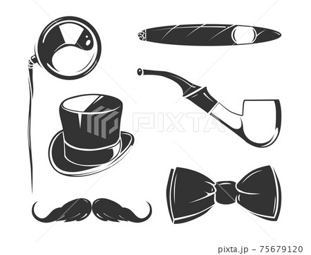 Vintage elements for tobacco, gentlemen club emblems, labels, badges Vintage elements for tobacco, gentlemen club emblems, labels, badges 75679120