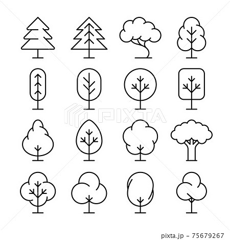 Tree thin line icons set Tree thin line icons set 75679267