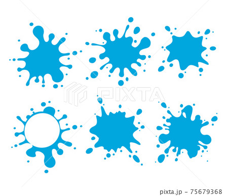 Set of blue water splashes isolated over white Set of blue water splashes isolated over white 75679368