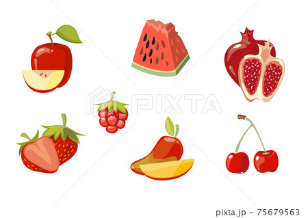 red fruits collection isolated over white 75679563