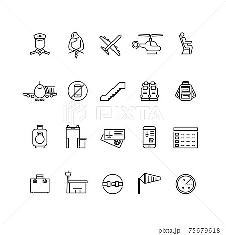 Aviation outline icons set 75679618