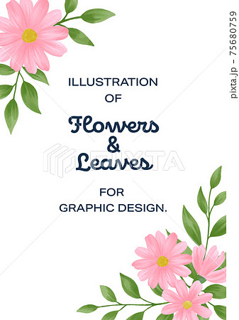 ピンクの花を装飾した背景テンプレートのイラスト素材
