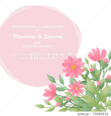ピンクの花を装飾した背景テンプレートのイラスト素材