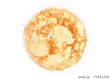 Thin pancake isolated on white background 75681240