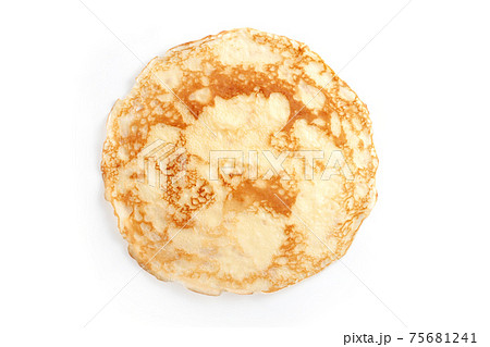 Thin pancake isolated on white background 75681241