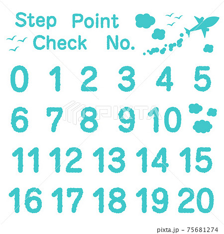 雲の数字アイコンセット5 1カラー ピーコックブルー のイラスト素材