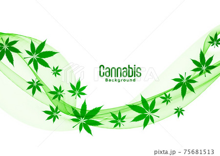 Floating Green Cannabis Marijuana Leaves のイラスト素材