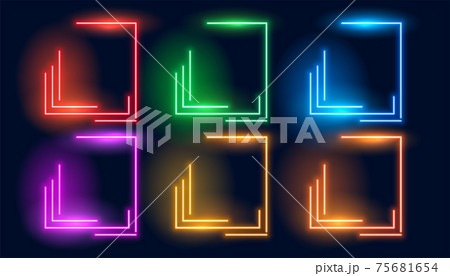 set of six neon colorful geometric empty frames 75681654