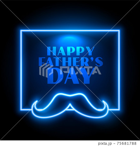 blue neon style happy fathers day celebration card design 75681788