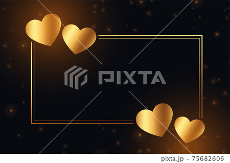 golden shiny hearts frame with text space golden shiny hearts frame with text space 75682606
