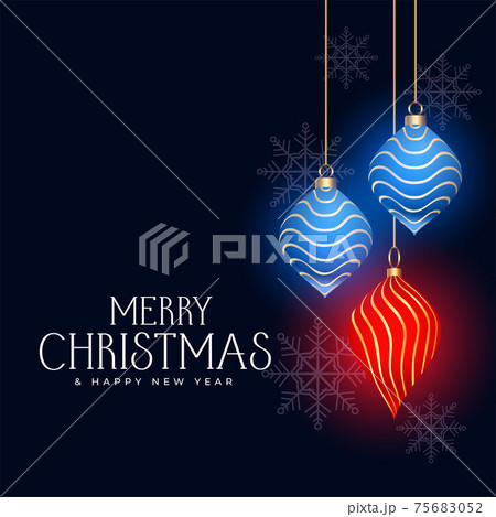 merry christmas decorative greeting card with xmas balls 75683052