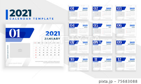 elegant blue 2021 new year calendar template design 75683088