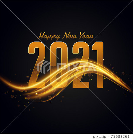 2021 happy new year background with golden light streak 75683261