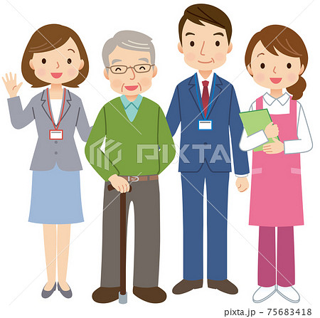 高齢者をサポートする人々　介護　福祉 75683418