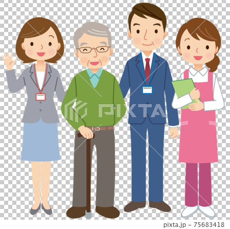 高齢者をサポートする人々　介護　福祉 75683418
